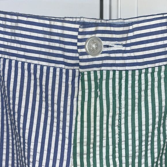 Brooks Brothers blue green red stripe seersucker Golf Walking flat front Shorts - Picture 2 of 5